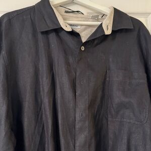 Tommy Bahama Black Button-Up Shirt with Pocket